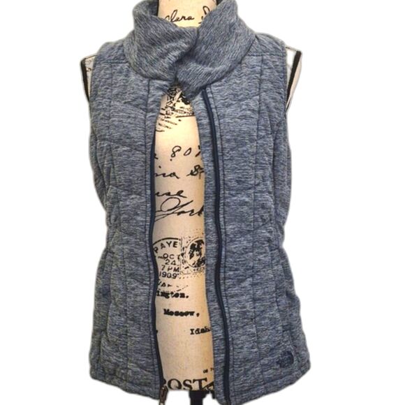 The North Face Puffer Vest S Quilted Blue Teal Lined Insulated Full Zip Pseudio - Picture 2 of 13